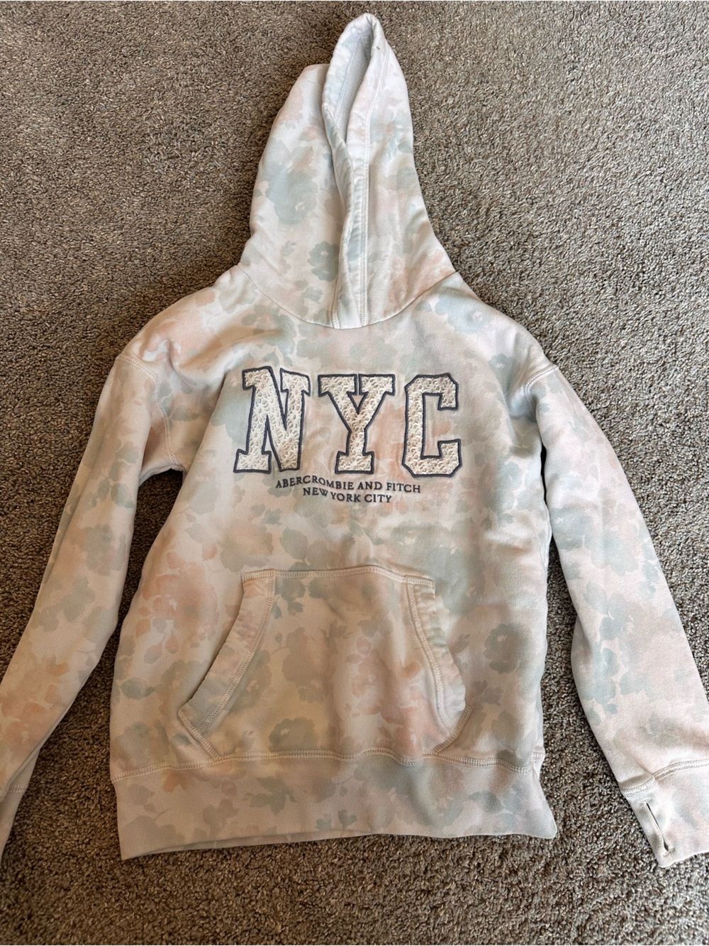 abercrombie kids Pastel Tie-Dye Hoodie in Cream, Pink, and Light Blue